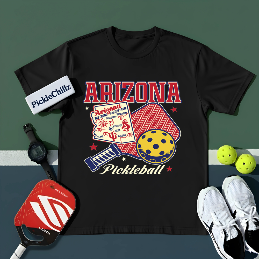 Arizona Pickleball State Map Paddle Unisex T-Shirt - Picklechillz