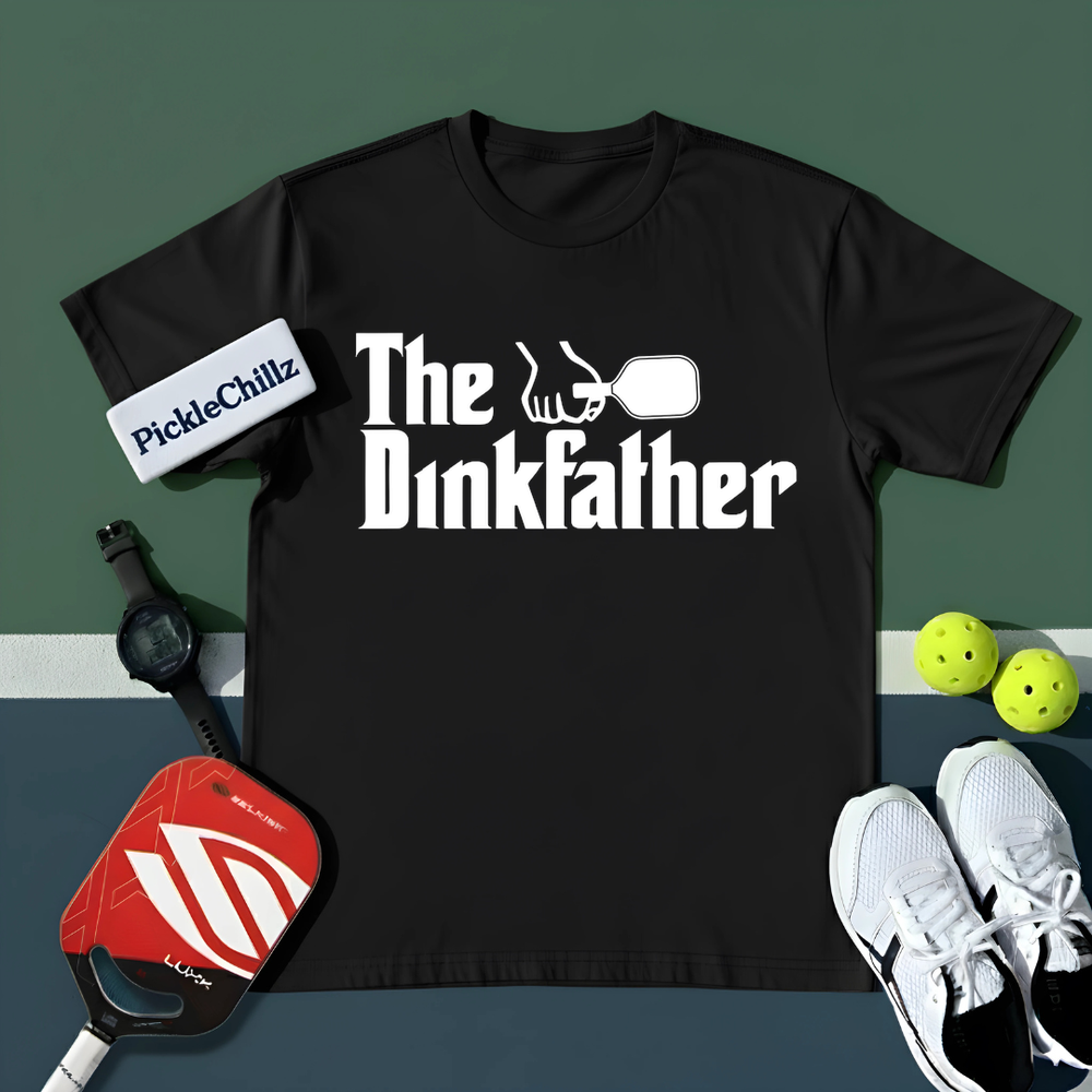 The Dinkfather Funny Pickleball Player Pickle Ball Paddle Dink Joke Unisex T-Shirt - Picklechillz
