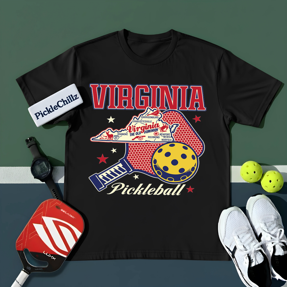 Virginia Pickleball State Map Graphic T-Shirt - Picklechillz