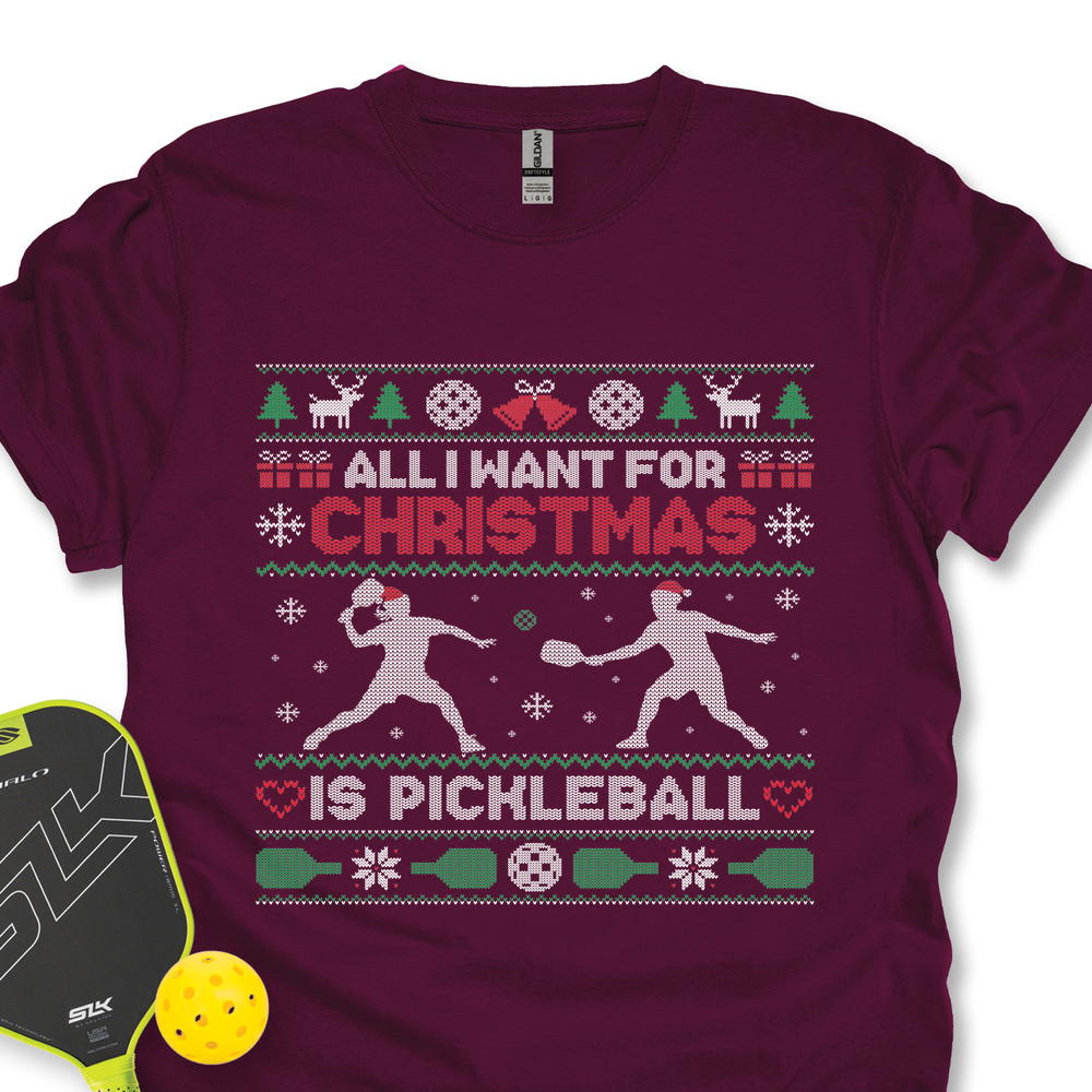 New All I Want For Christmas Is pickleball Unisex T-Shirt - Picklechillz