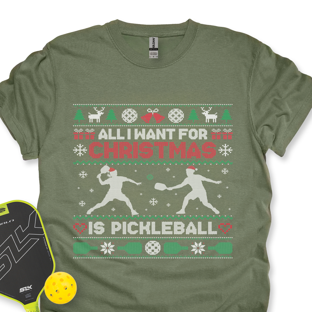 New All I Want For Christmas Is pickleball Unisex T-Shirt - Picklechillz