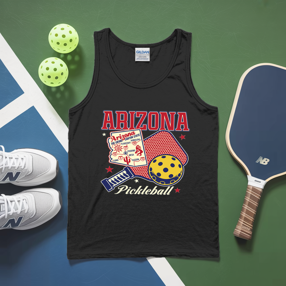 Arizona Pickleball State Map Paddle Tank Top - Picklechillz