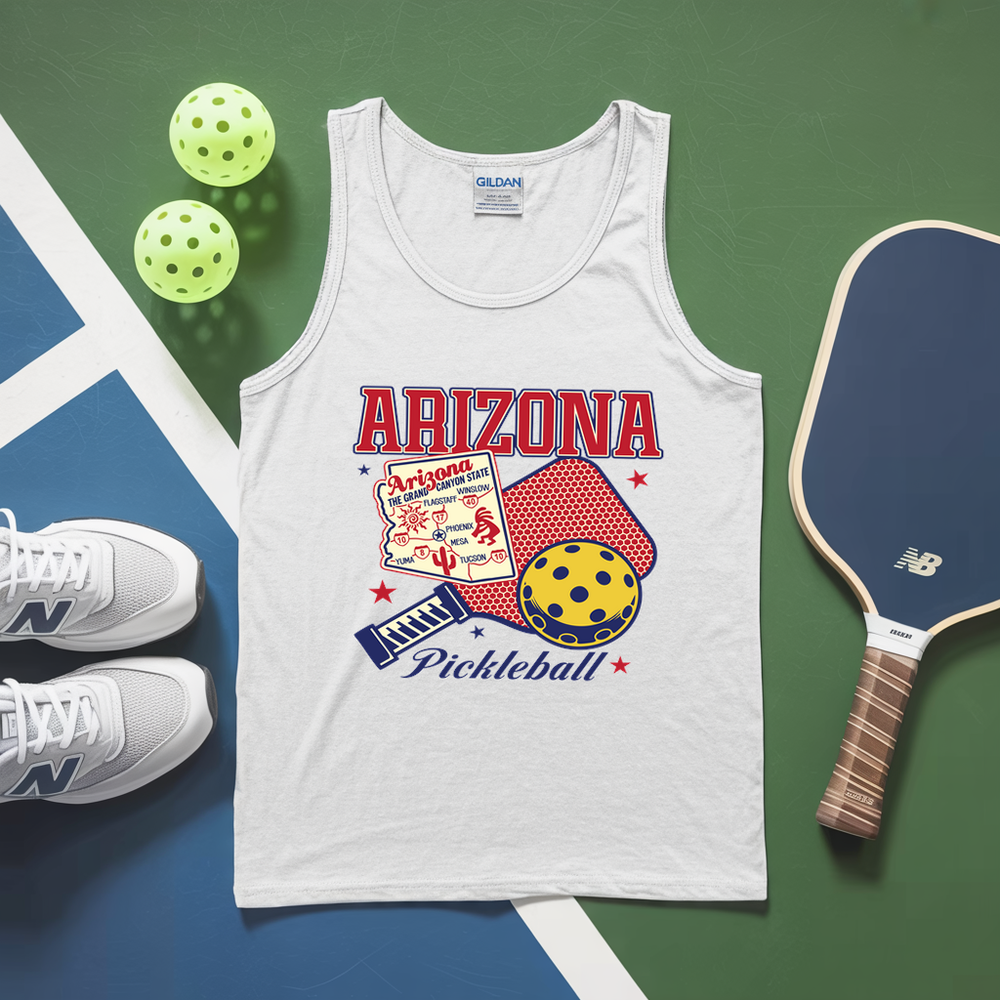 Arizona Pickleball State Map Paddle Tank Top - Picklechillz