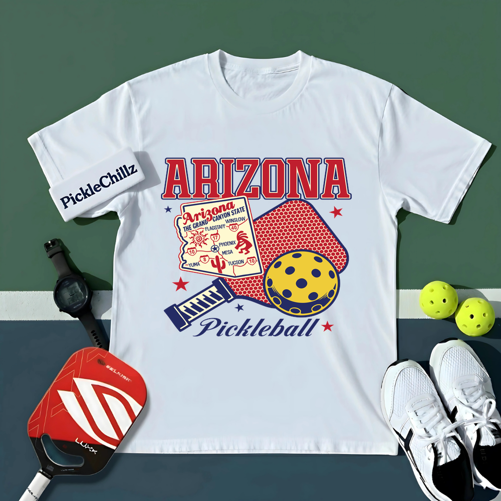 Arizona Pickleball State Map Paddle Unisex T-Shirt - Picklechillz