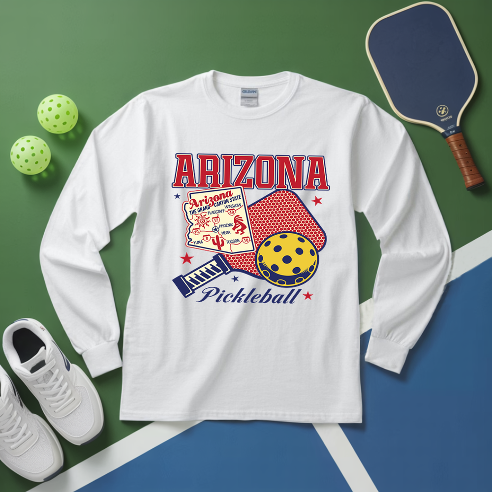 Arizona Pickleball State Map Paddle Long Sleeve - Picklechillz