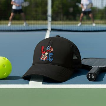 Love 4th of July American Flag Pickleball Embroidered Hat - Picklechillz