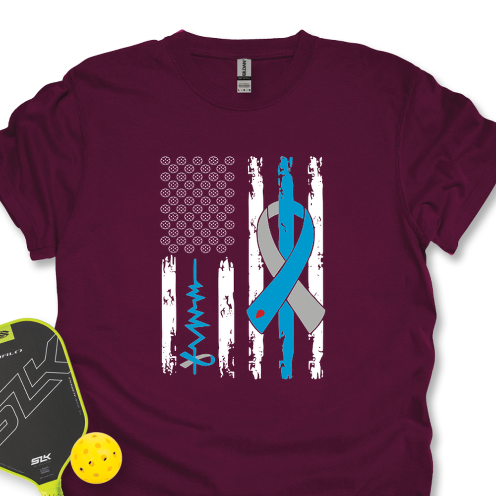 Blue Ribbon Flag Diabetes Pickleball Unisex T-Shirt - Picklechillz