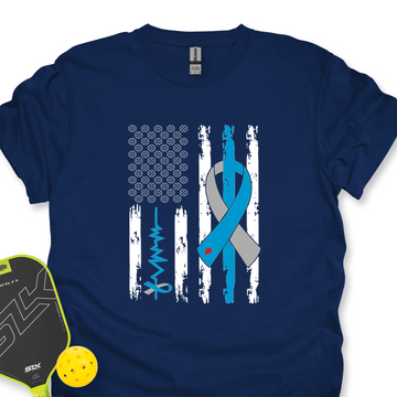 Blue Ribbon Flag Diabetes Pickleball Unisex T-Shirt - Picklechillz