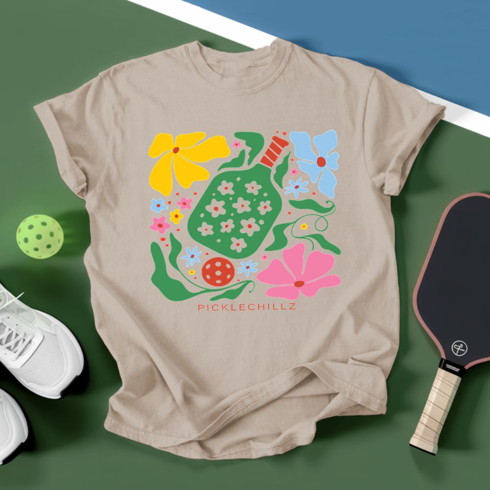 Boho Flower Pickleball v1 Unisex T-Shirt - Picklechillz