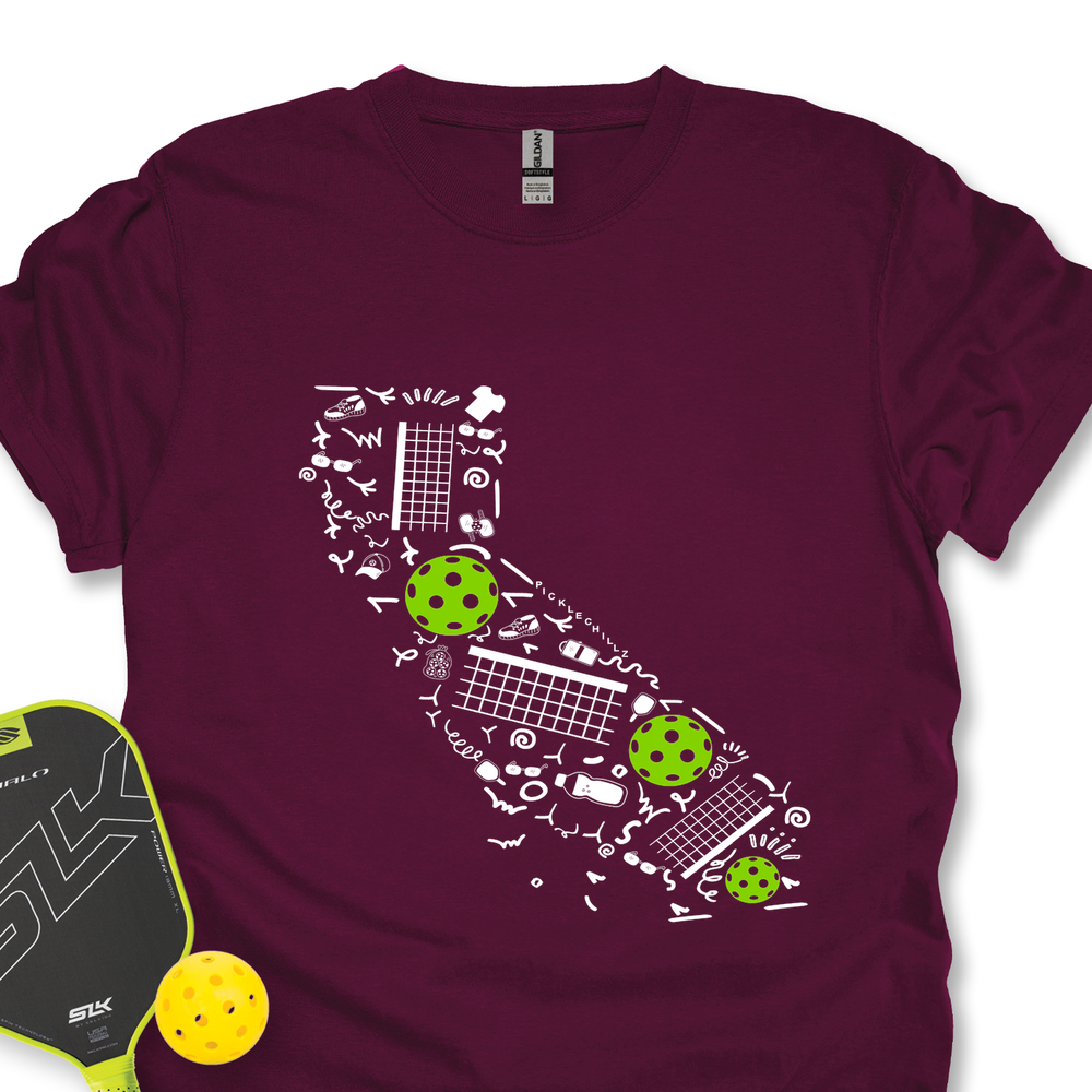 California Pickleball Map Unisex T-Shirt - Picklechillz