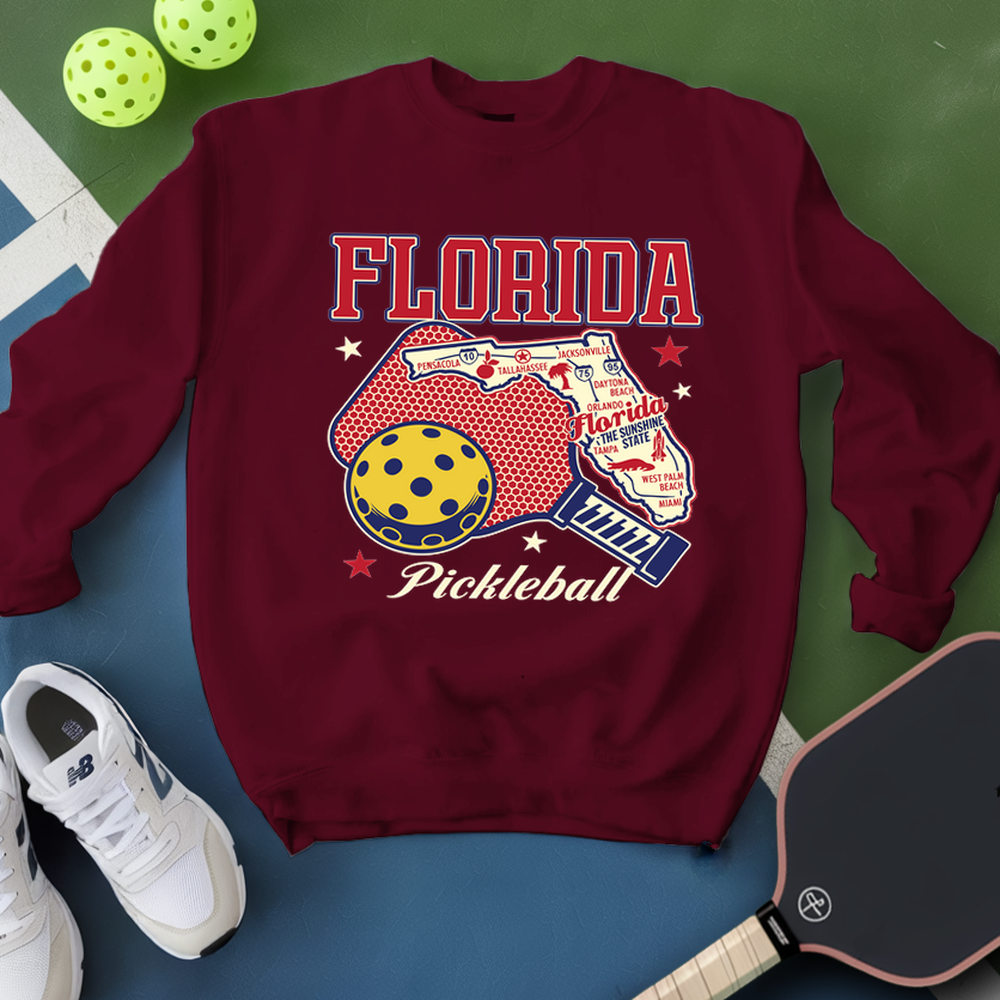 Florida Pickleball State Map Graphic Sweatshirt - Picklechillz