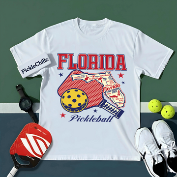 Florida Pickleball State Map Graphic Unisex T-Shirt - Picklechillz