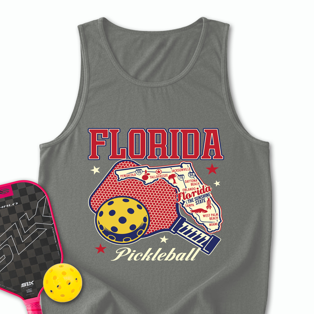 Florida Pickleball State Map Graphic Tank Top - Picklechillz