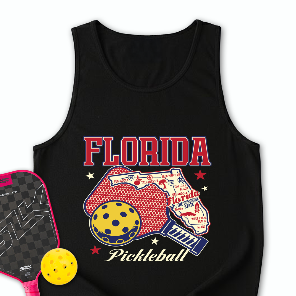 Florida Pickleball State Map Graphic Tank Top - Picklechillz