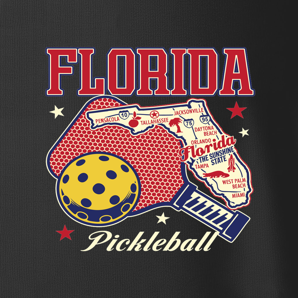 Florida Pickleball State Map Graphic Unisex T-Shirt - Picklechillz