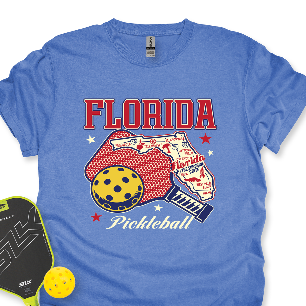 Florida Pickleball State Map Graphic Unisex T-Shirt - Picklechillz