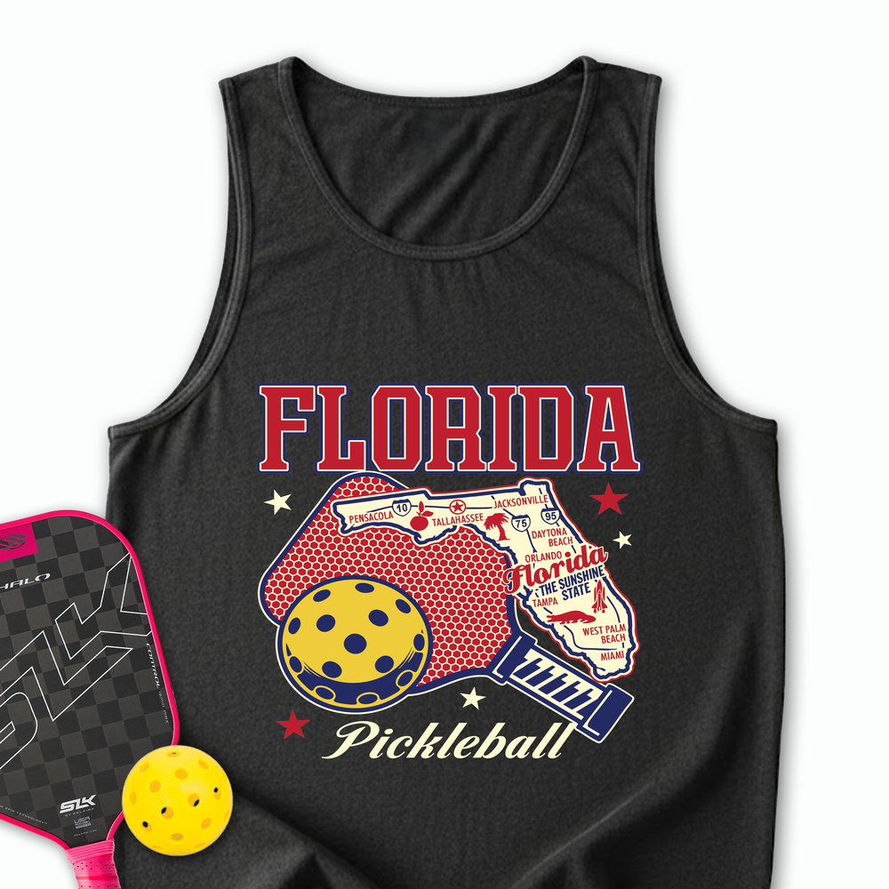 Florida Pickleball State Map Graphic Tank Top - Picklechillz
