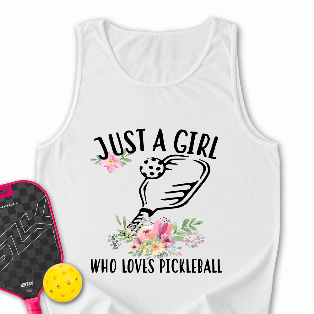 Just A Girl Who Loves Pickleball Flower Tank Top - Picklechillz