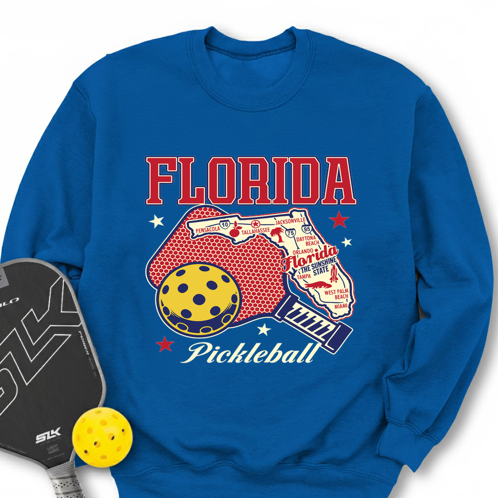 Florida Pickleball State Map Graphic Sweatshirt - Picklechillz