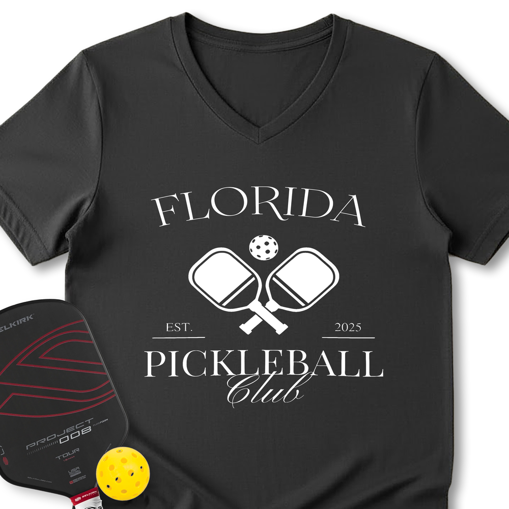 Florida Pickleball Club V-Neck T-Shirt - Picklechillz