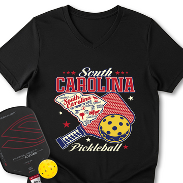 South Carolina Pickleball V-Neck T-Shirt - Picklechillz