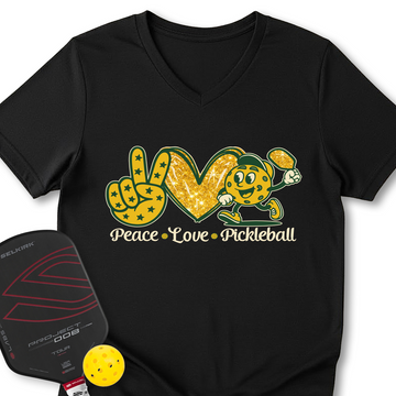 Peace Love Pickleball V-Neck T-Shirt - Picklechillz