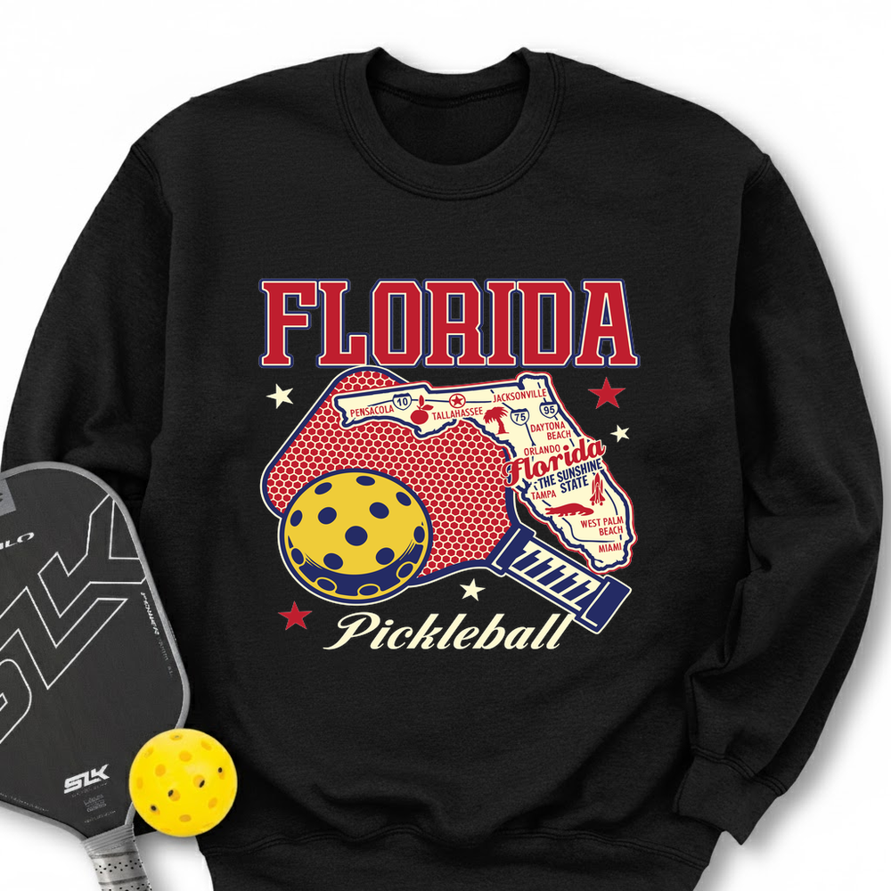 Florida Pickleball State Map Graphic Sweatshirt - Picklechillz