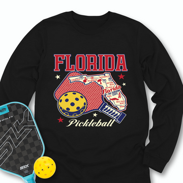Florida Pickleball State Map Graphic Long Sleeve - Picklechillz