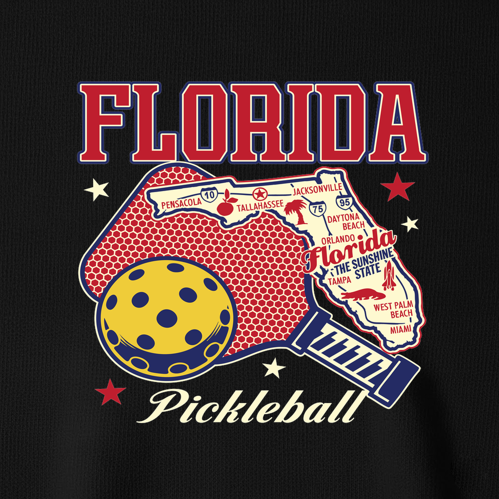 Florida Pickleball State Map Graphic Long Sleeve - Picklechillz