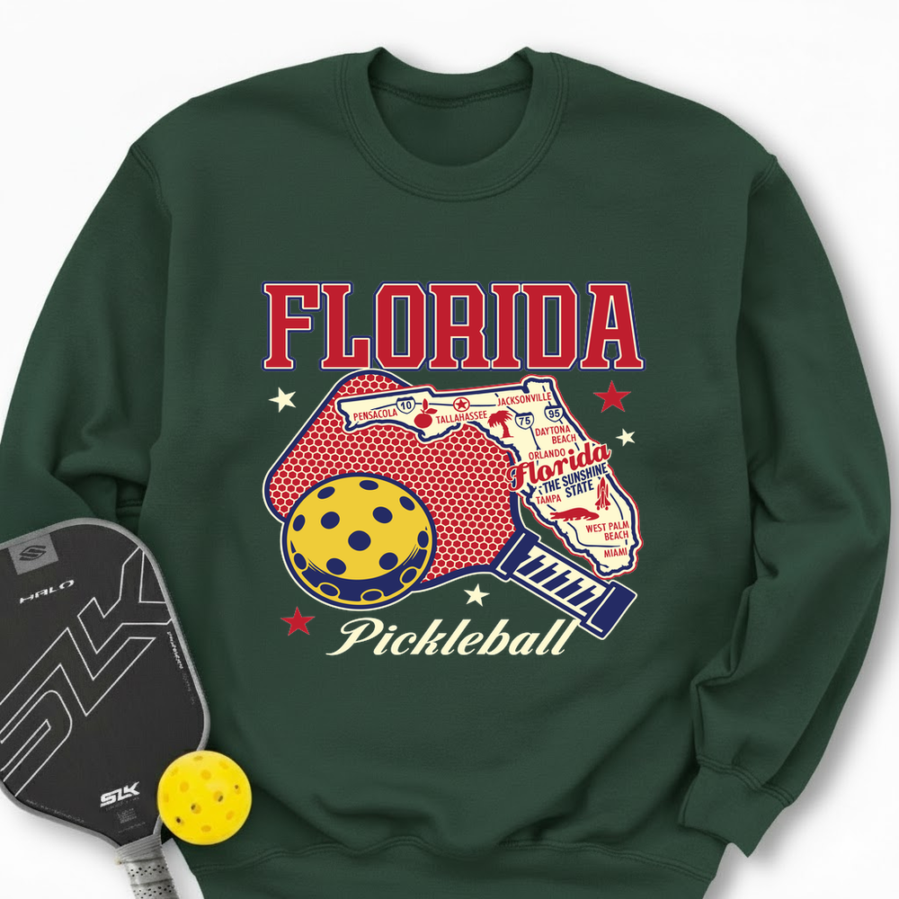 Florida Pickleball State Map Graphic Sweatshirt - Picklechillz