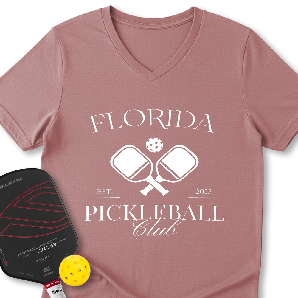 Florida Pickleball Club V-Neck T-Shirt - Picklechillz