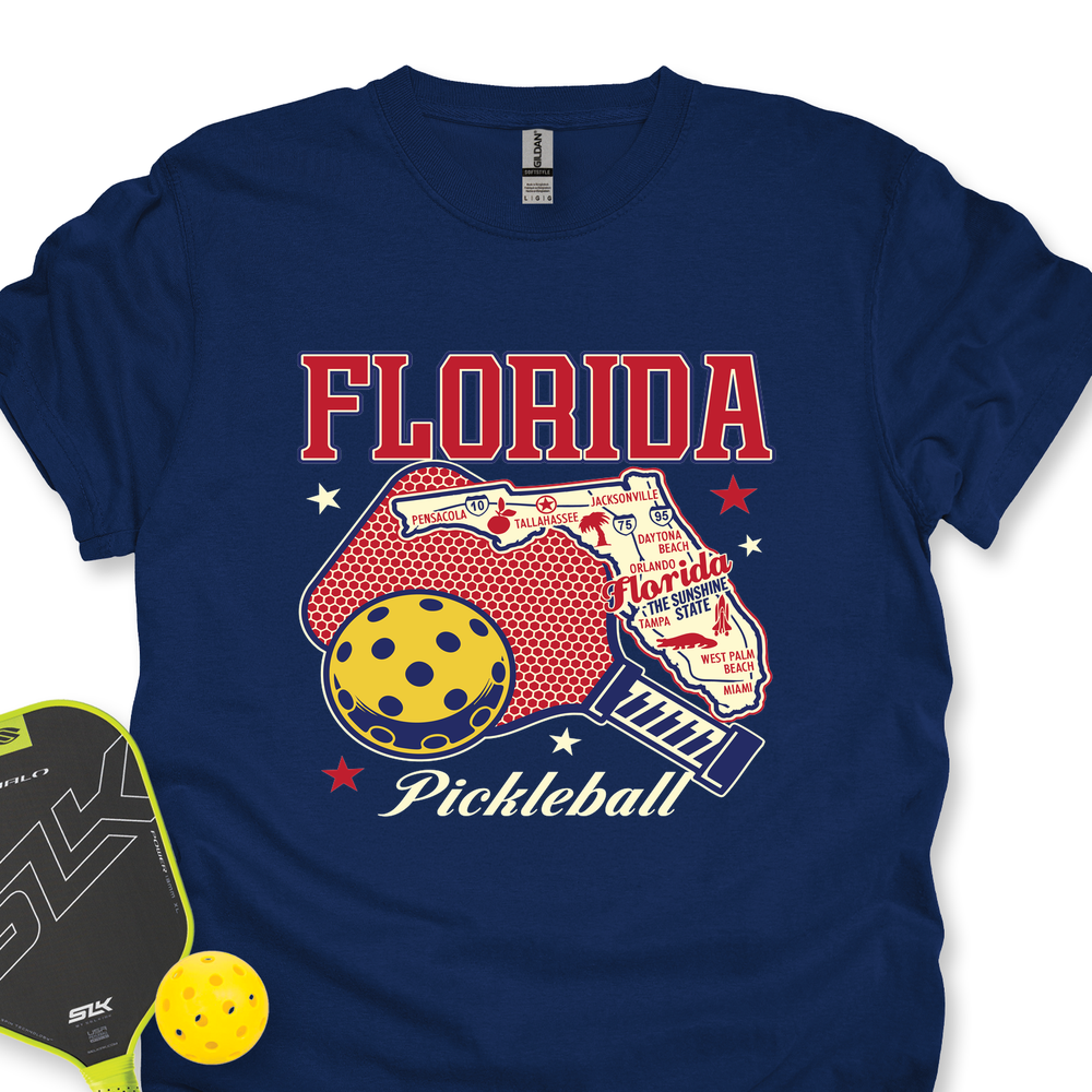 Florida Pickleball State Map Graphic Unisex T-Shirt - Picklechillz