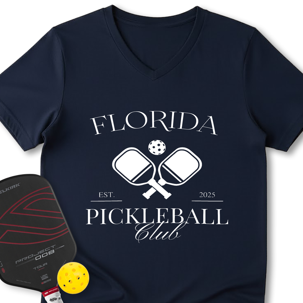 Florida Pickleball Club V-Neck T-Shirt - Picklechillz