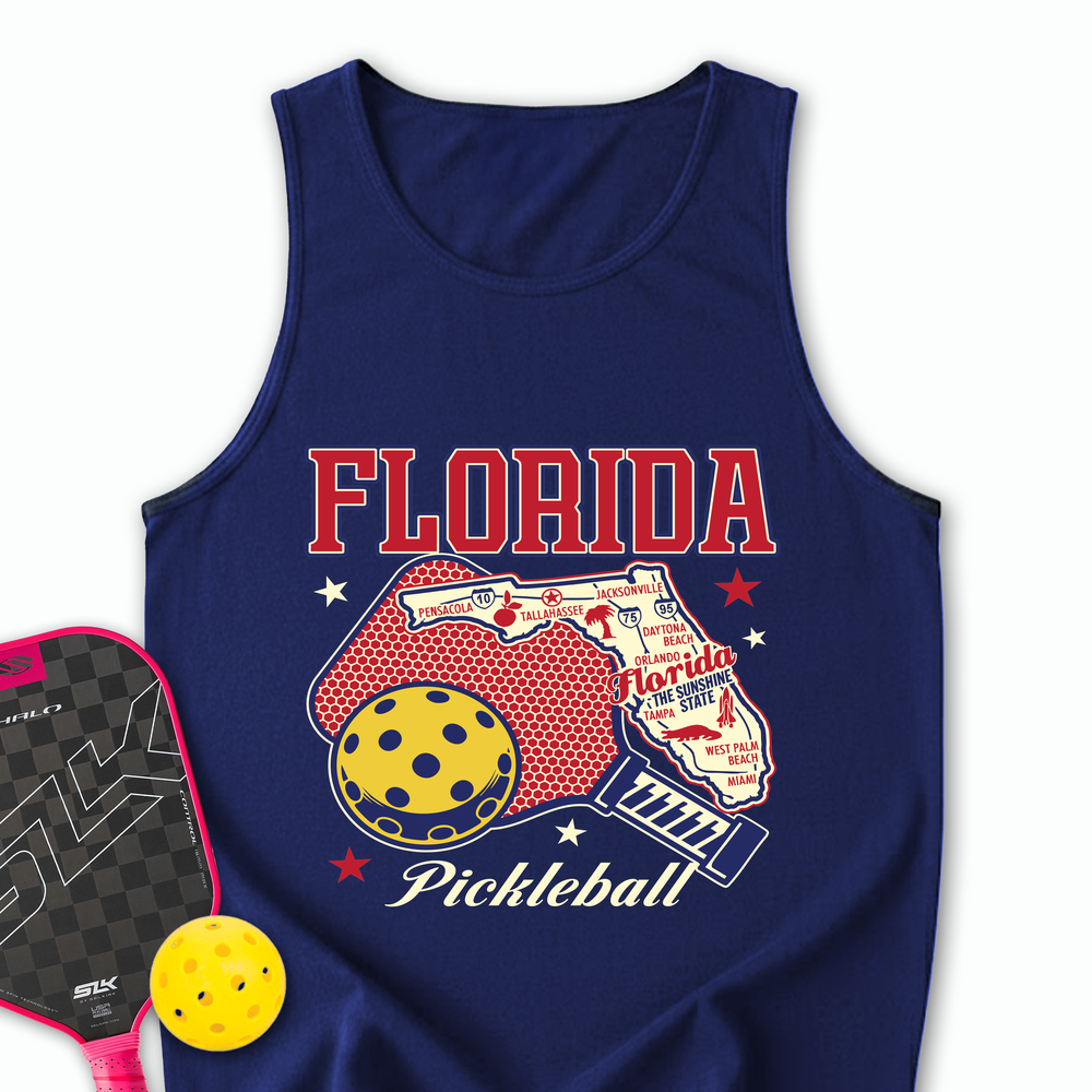 Florida Pickleball State Map Graphic Tank Top - Picklechillz
