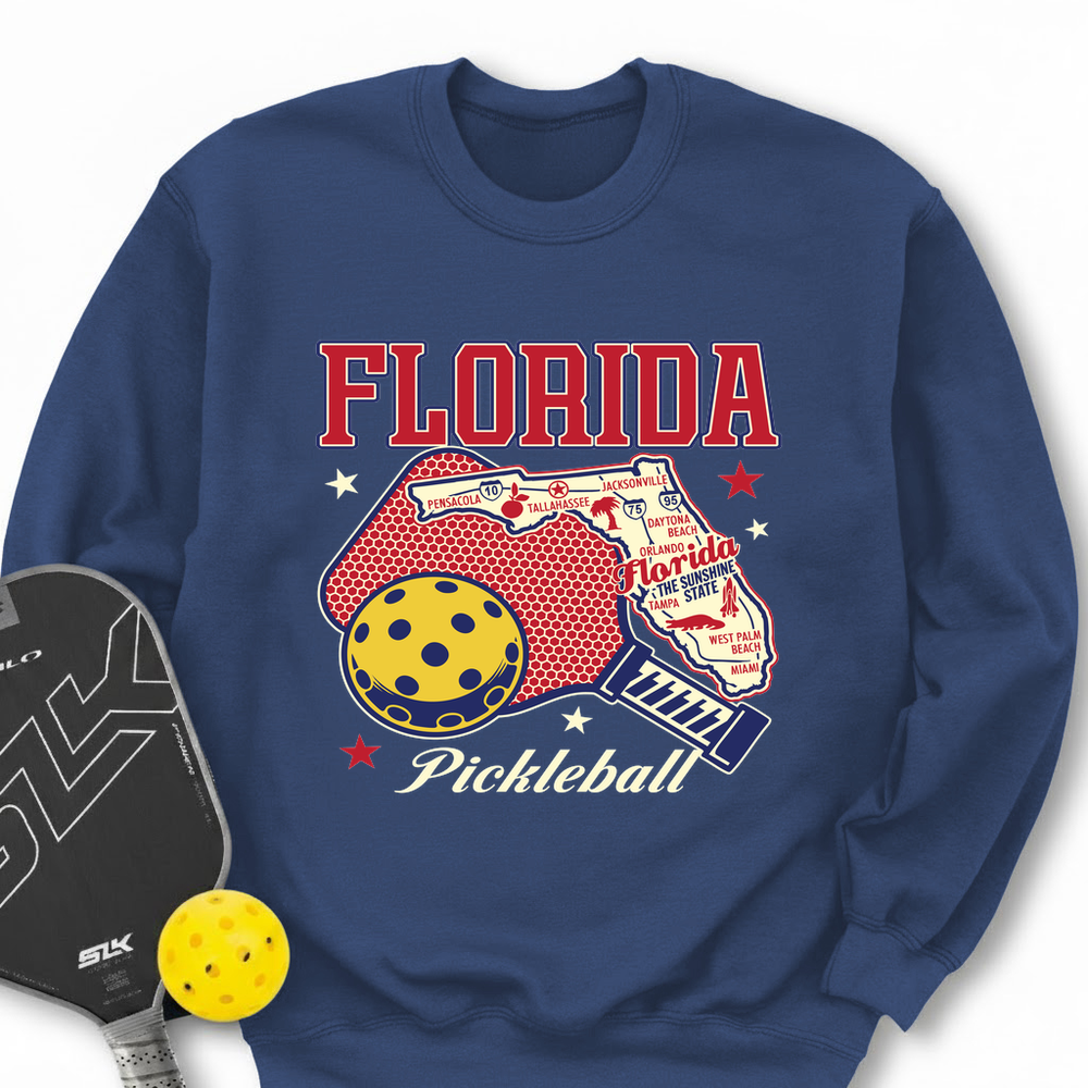 Florida Pickleball State Map Graphic Sweatshirt - Picklechillz