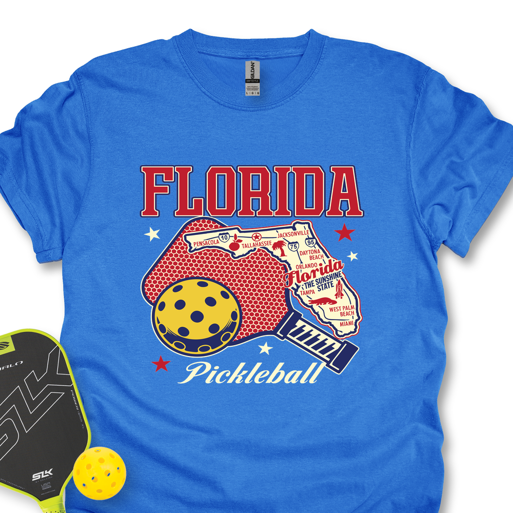 Florida Pickleball State Map Graphic Unisex T-Shirt - Picklechillz