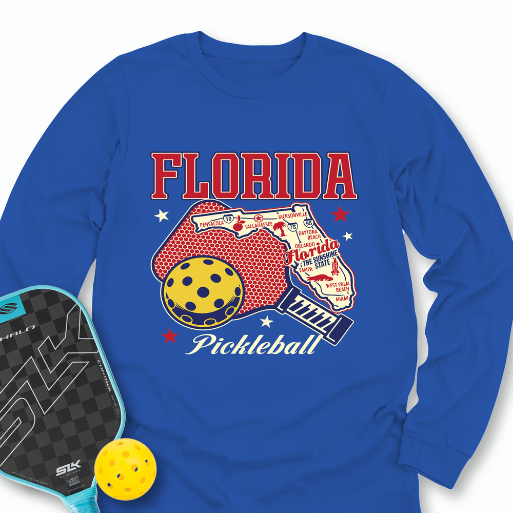 Florida Pickleball State Map Graphic Long Sleeve - Picklechillz