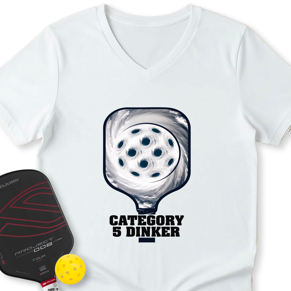 Category 5 Dinker Pickleball Funny V-Neck T-Shirt - Picklechillz
