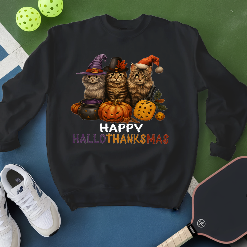 Happy HalloThanksMas Pickleball Sweatshirt - Picklechillz