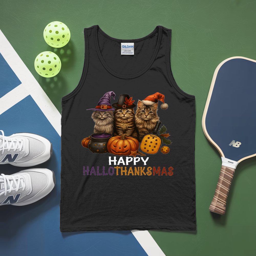 Happy HalloThanksMas Pickleball Tank Top - Picklechillz