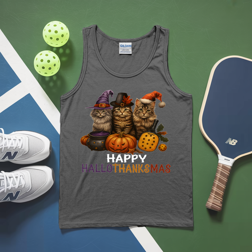 Happy HalloThanksMas Pickleball Tank Top - Picklechillz