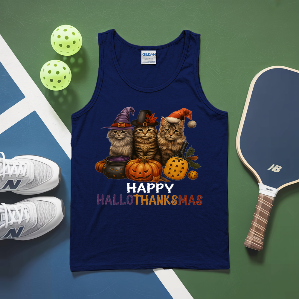 Happy HalloThanksMas Pickleball Tank Top - Picklechillz