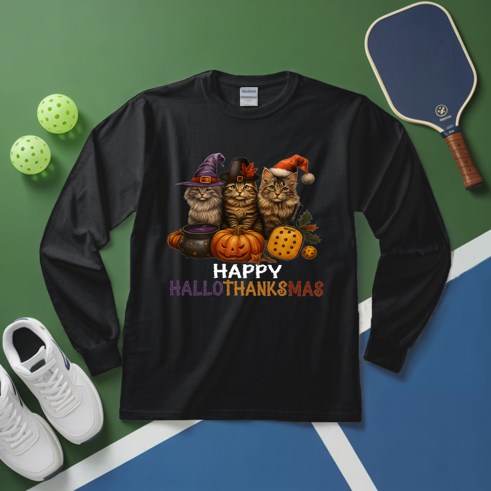 Happy HalloThanksMas Pickleball Long Sleeve - Picklechillz