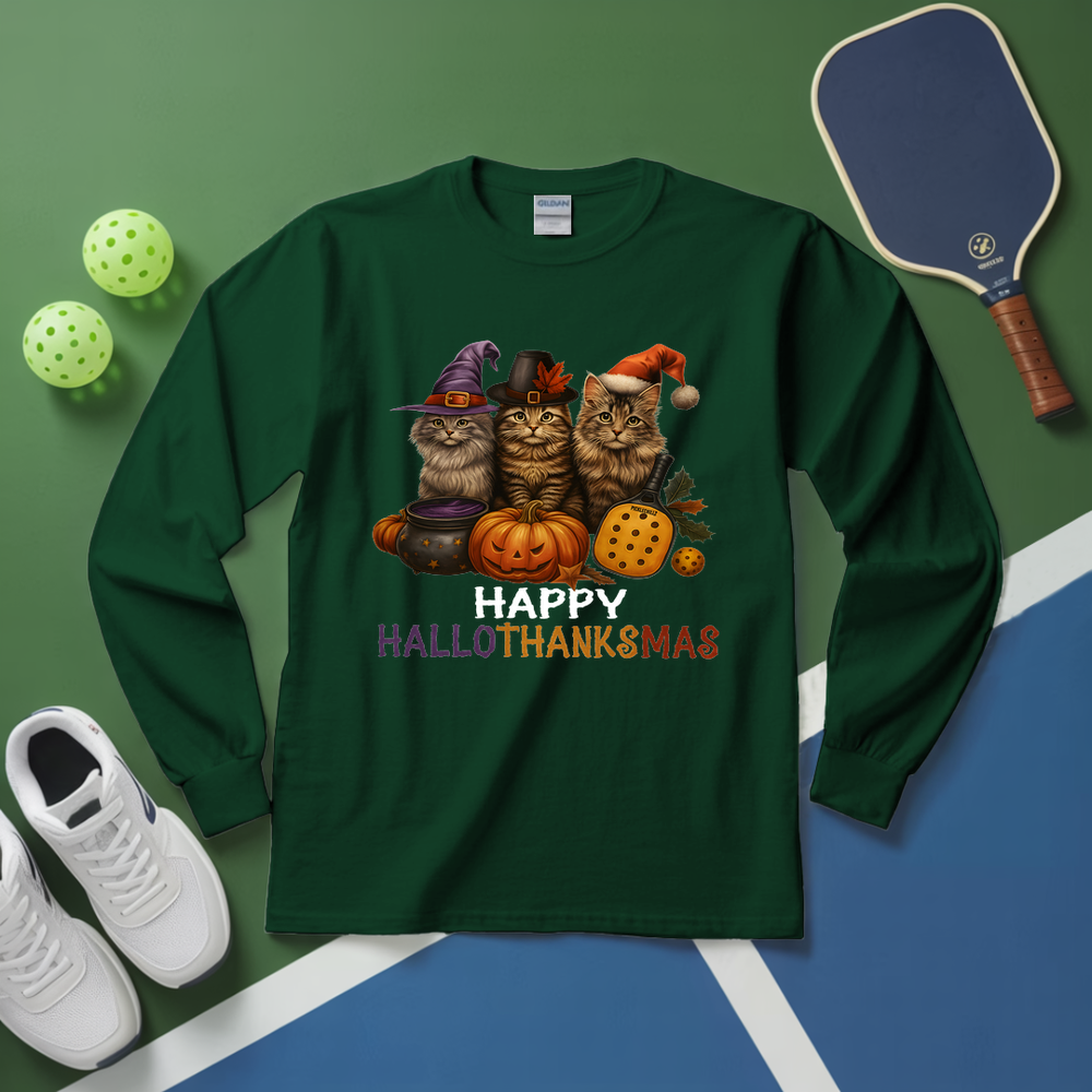 Happy HalloThanksMas Pickleball Long Sleeve - Picklechillz