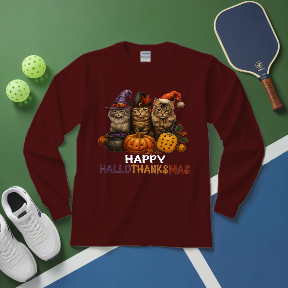 Happy HalloThanksMas Pickleball Long Sleeve - Picklechillz