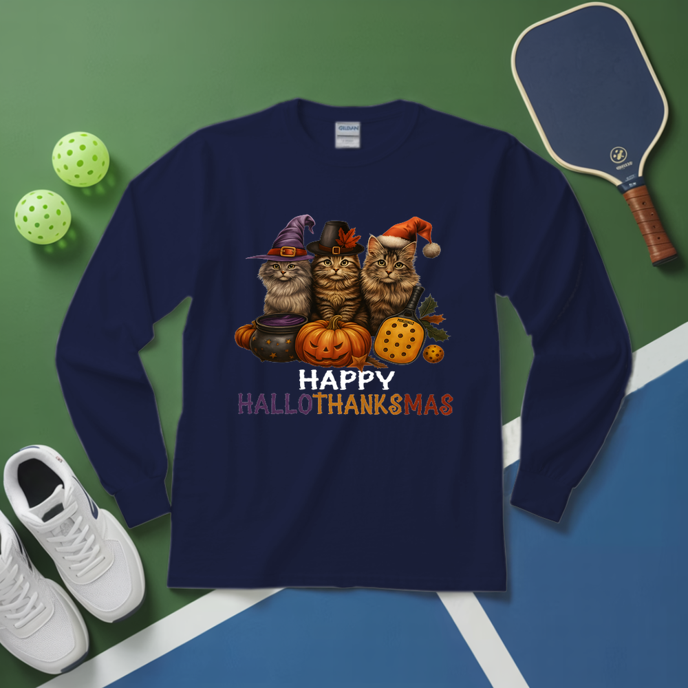 Happy HalloThanksMas Pickleball Long Sleeve - Picklechillz
