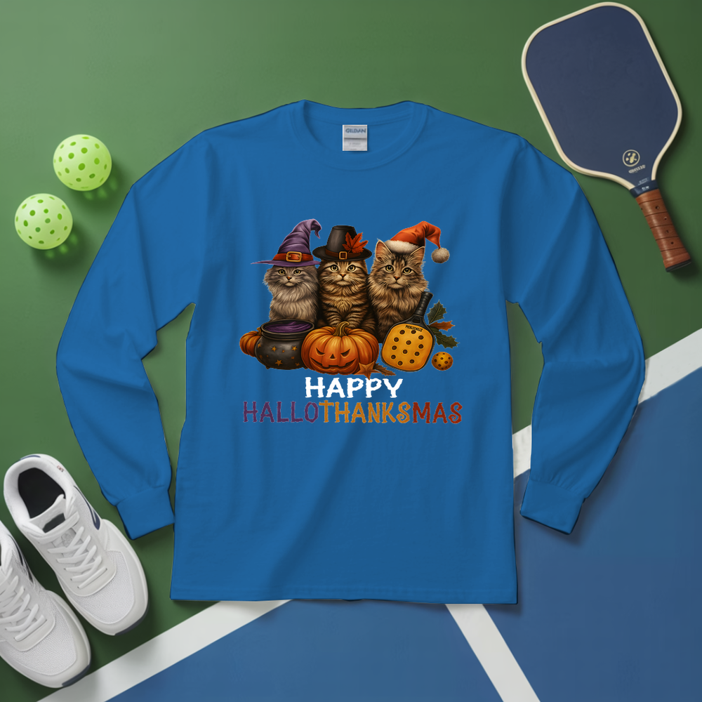 Happy HalloThanksMas Pickleball Long Sleeve - Picklechillz