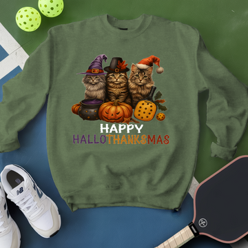Happy HalloThanksMas Pickleball Sweatshirt - Picklechillz