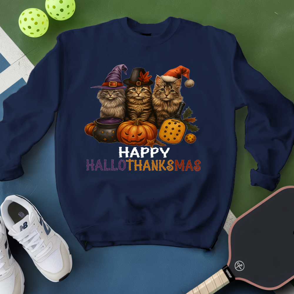 Happy HalloThanksMas Pickleball Sweatshirt - Picklechillz
