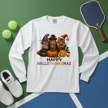 Happy HalloThanksMas Pickleball Long Sleeve - Picklechillz